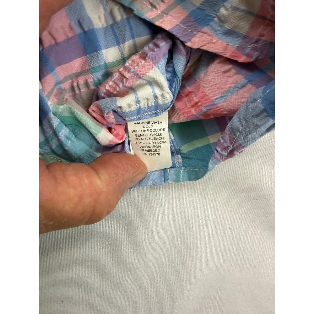 Vineyard Vines Harbor Shirt Mens Medium Multicolor Plaid Seersucker Fishing Vent